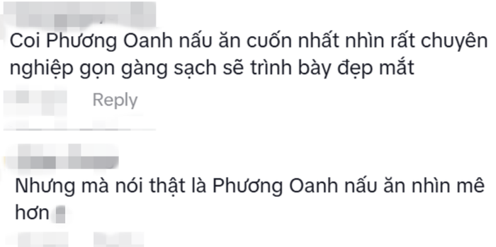 Không ít cư dân mạng thẳng thắn đặt Á hậu Vũ Thúy Quỳnh lên bàn cân so sánh với diễn viên Phương Oanh về khả năng bếp núc. (Ảnh: Chụp màn hình)