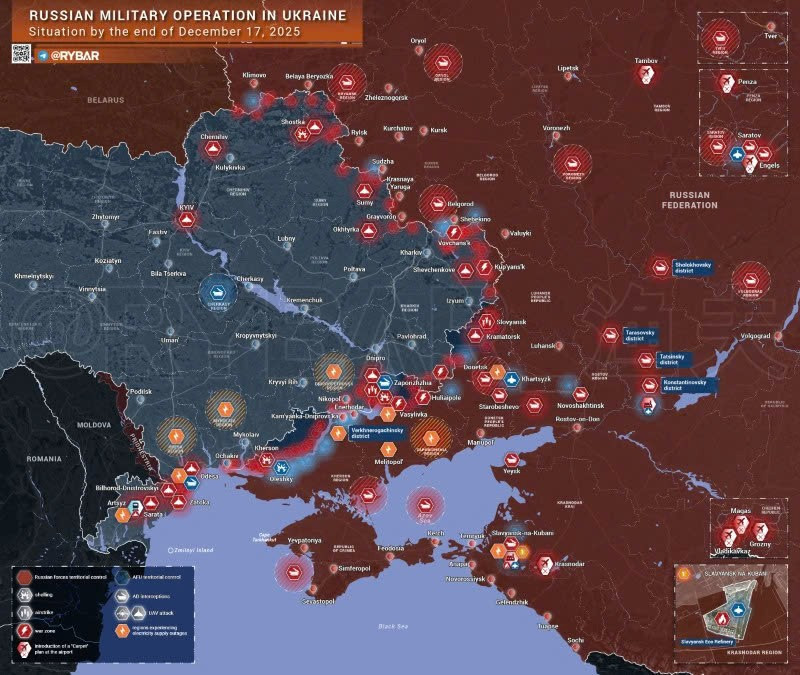 Bản đồ chiến sự Ukraine ngày 17/12/2025.