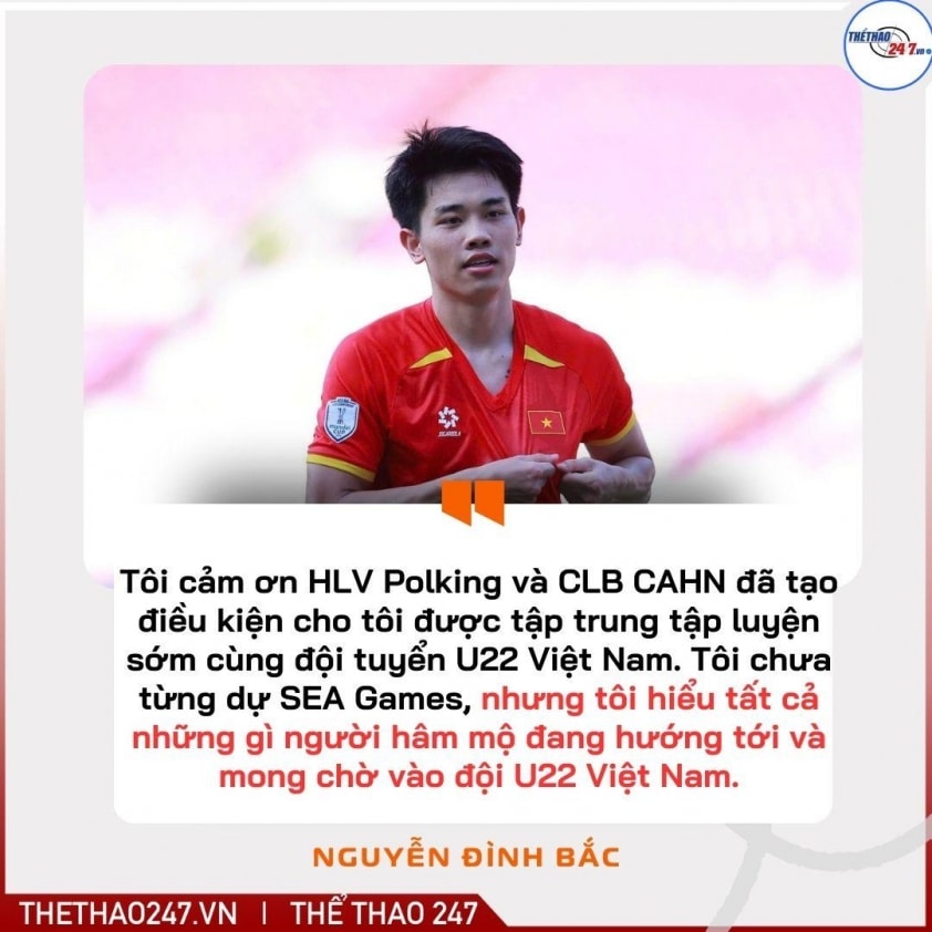 Nguyễn Đình Bắc nỗ lực tập luyện cùng U22 Việt Nam