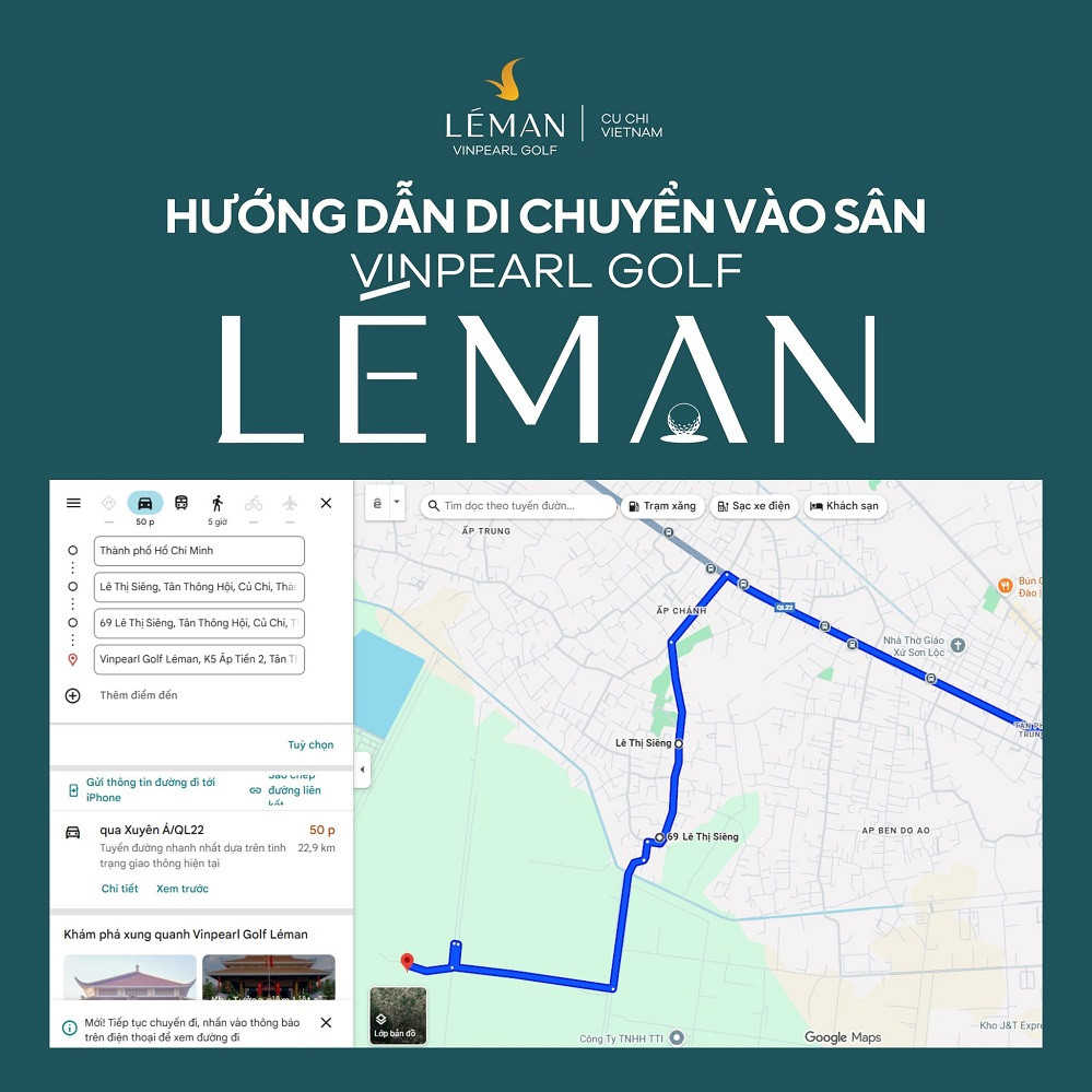 Đường di chuyển từ trung tâm TP.HCM đến Vinpearl Golf Léman