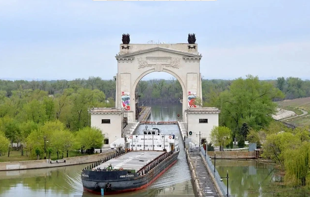 Sơ đồ vị trí kênh đào Volga-Don trên tuyến vận tải nội địa Nga
