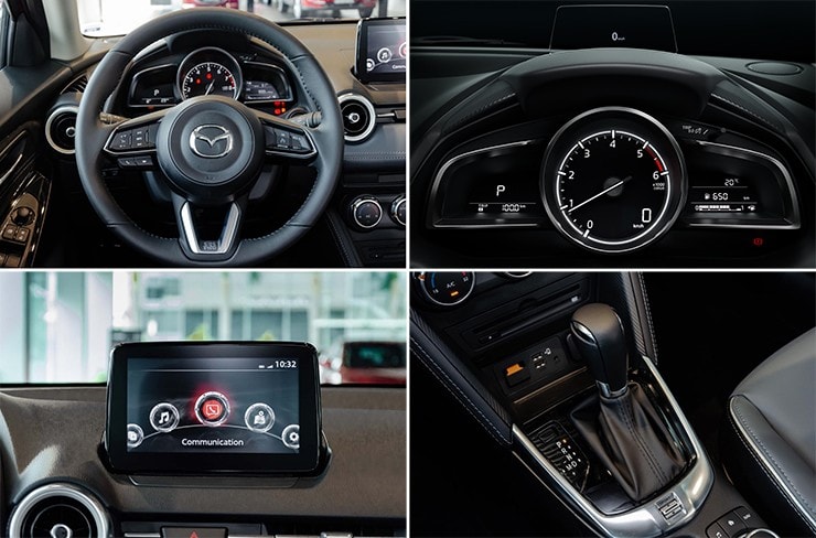 Màn hình trung tâm và hệ thống điều hòa trên Mazda2