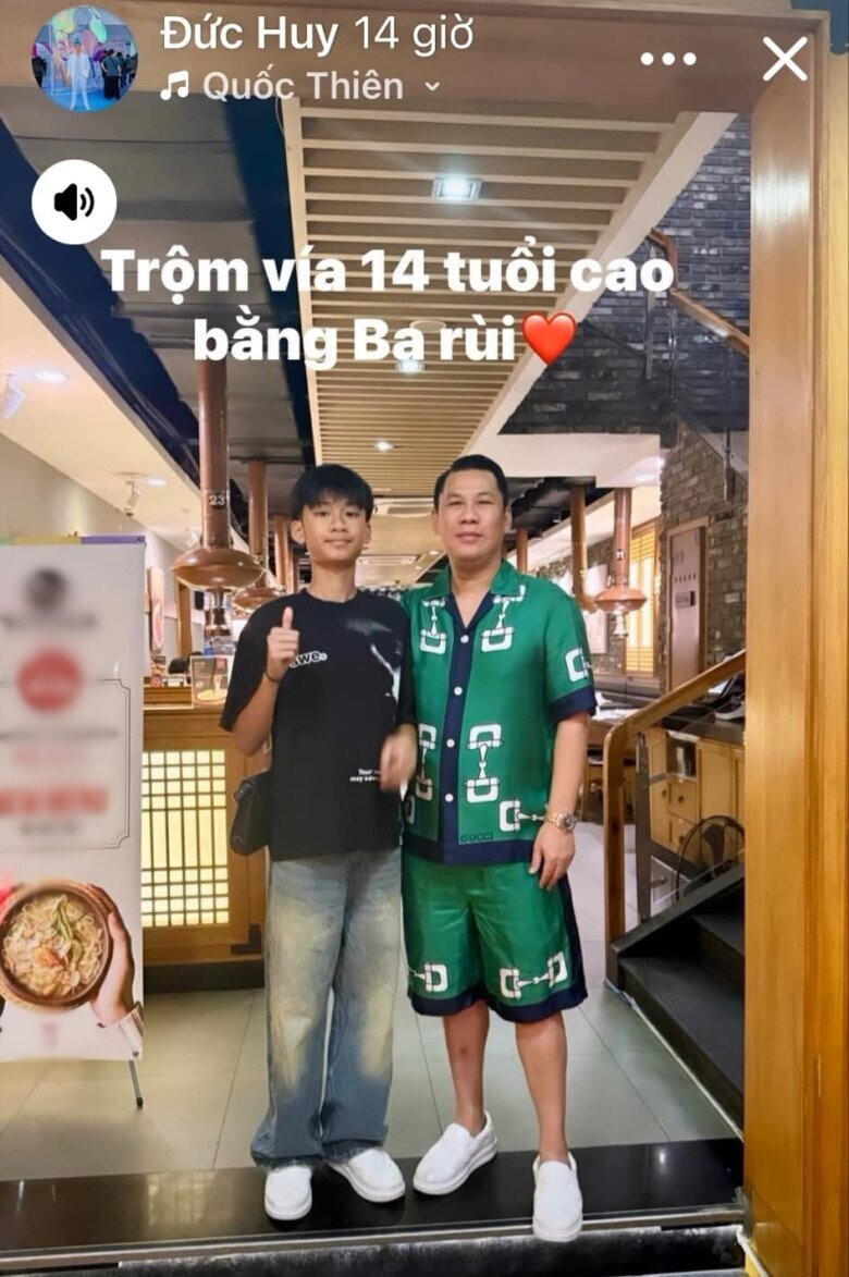 Con trai Lệ Quyên 14 tuổi cao bằng bố.