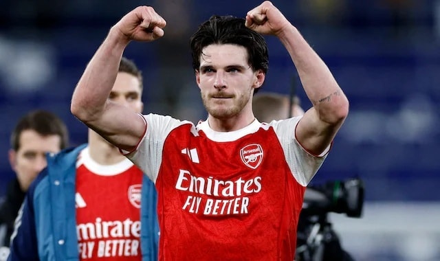 Declan Rice thi đấu ấn tượng trong màu áo Arsenal.