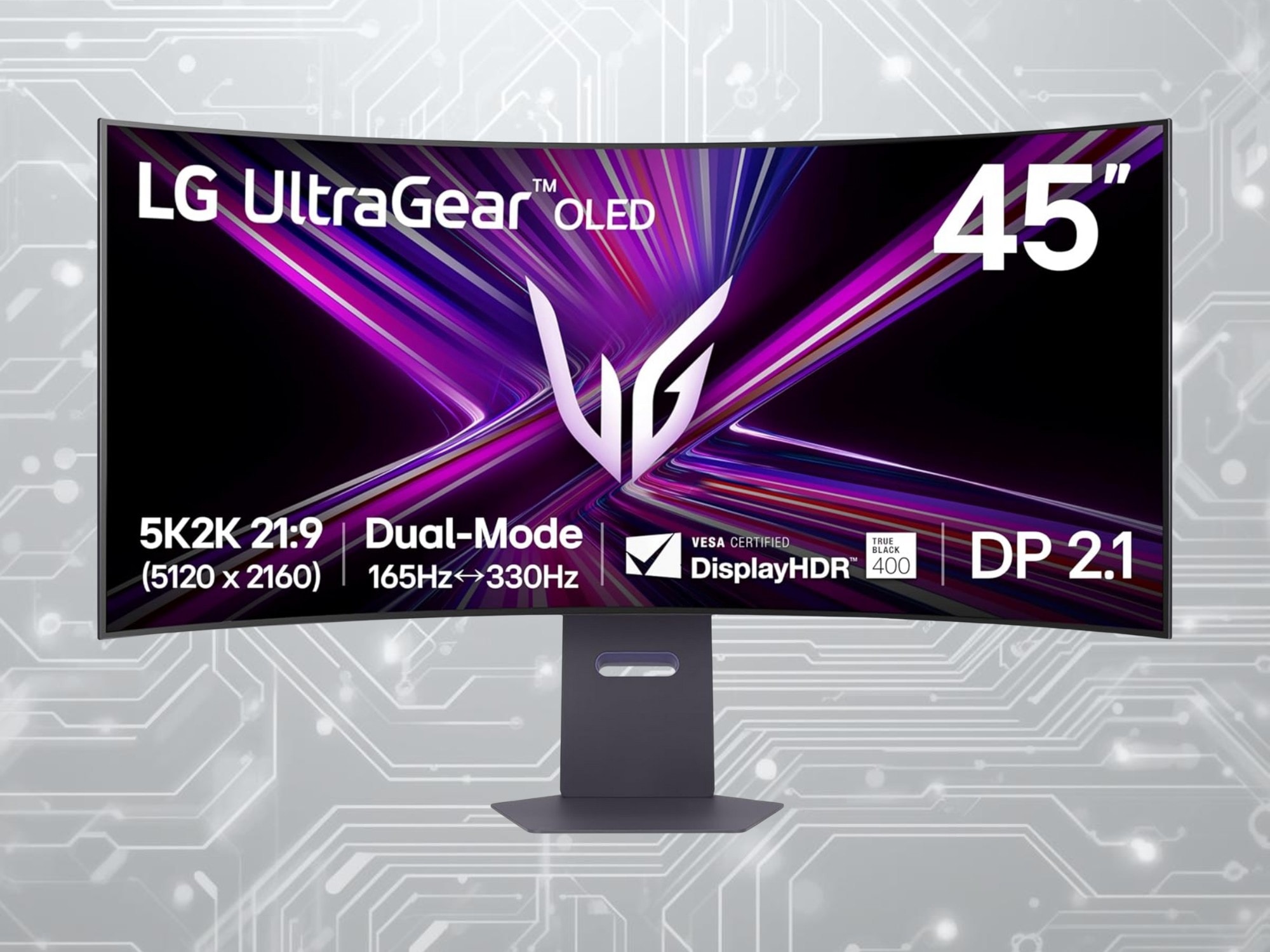 Màn hình chơi game LG 45GX950A 45-inch 5K2K OLED cong được hiển thị từ mặt trước