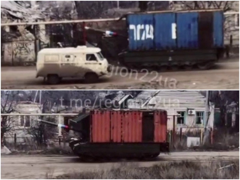 Xe tăng Nga trang bị container đường biển đối phó UAV hiệu quả - Ảnh 1.