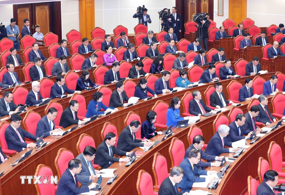 Các đại biểu dự khai mạc Hội nghị lần thứ 15 Ban Chấp hành Trung ương Đảng khóa XIII. (Ảnh: Phương Hoa/TTXVN)