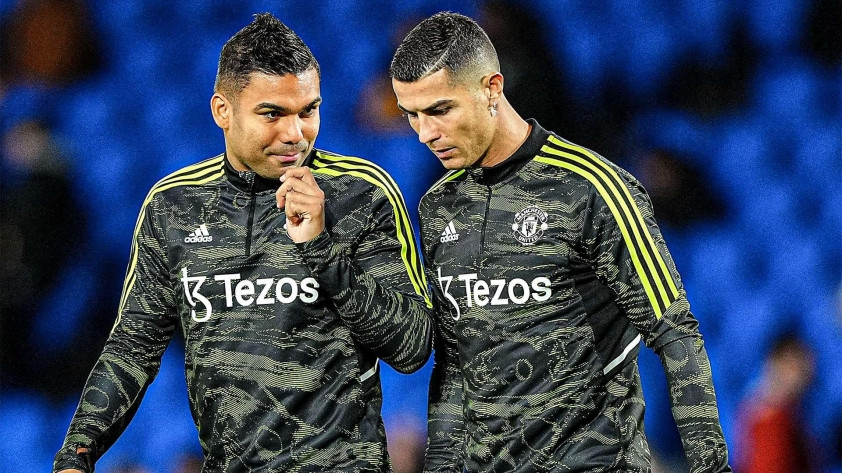 Cristiano Ronaldo và Casemiro khi còn thi đấu cho Manchester United