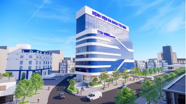 Phối cảnh tòa nhà mới Bệnh viện Đa khoa TTH Vinh. 