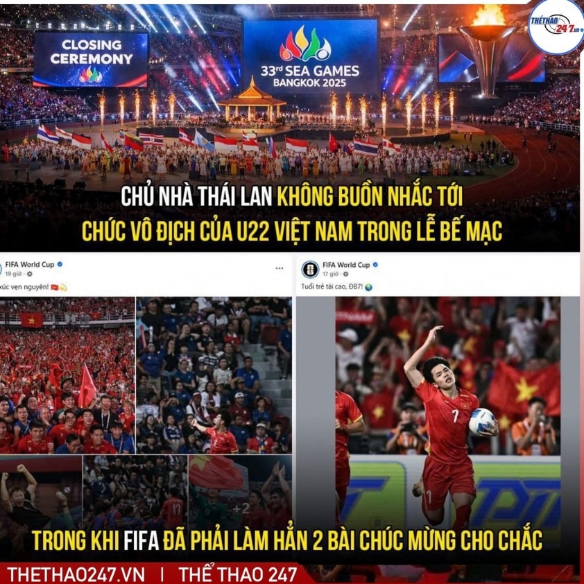 Bài đăng của FIFA vinh danh U22 Việt Nam và cầu thủ Nguyễn Đình Bắc.