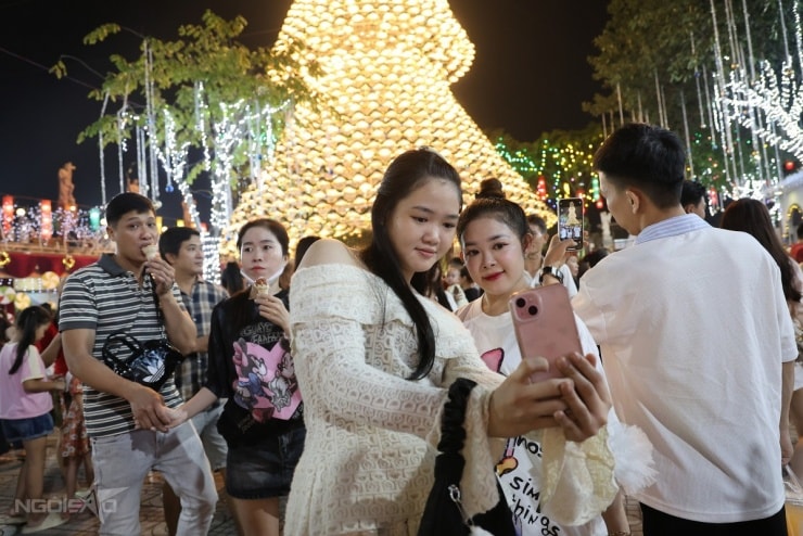 Ngắm 'tuyết' rơi và cây thông kết từ 3.000 nón lá ở Đồng Nai - 7