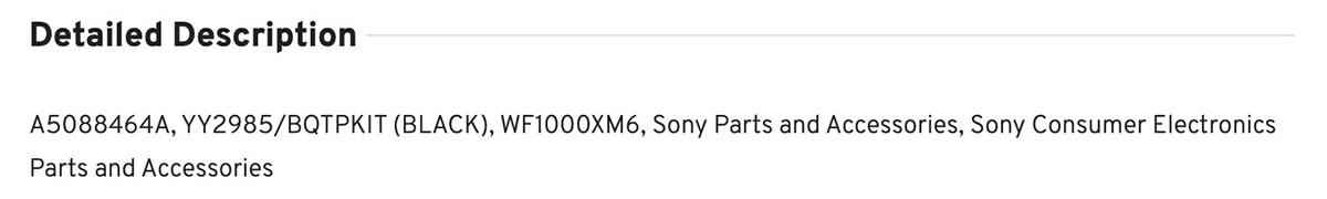 Thông tin các biến thể màu sắc của Sony WF-1000XM6