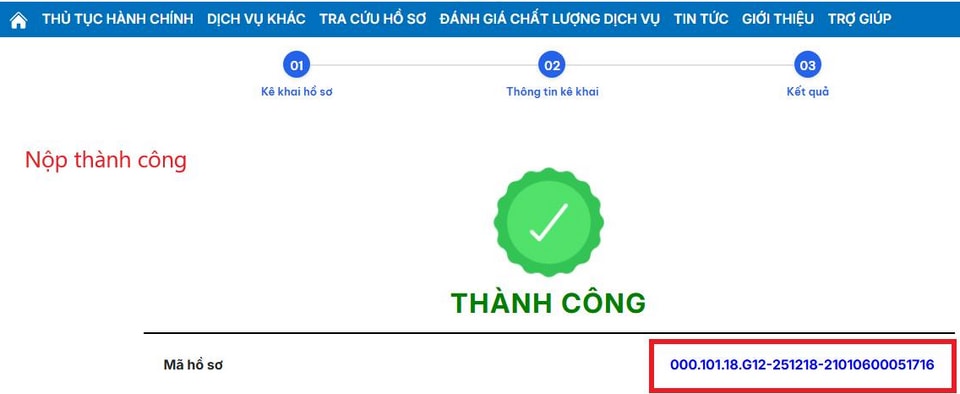 Tra cứu kết quả nộp hồ sơ
