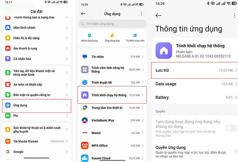 Các bước thao tác trong cài đặt để xóa cache trình khởi chạy