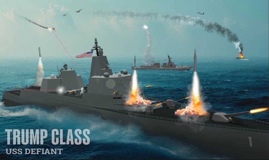 Đồ họa thiết giáp hạm lớp Trump USS Defiant của Hải quân Mỹ