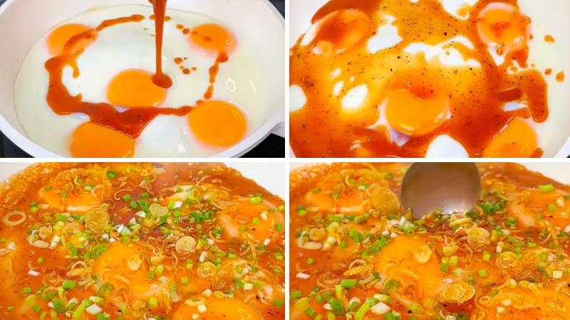 Trứng chiên sốt mắm sau khi hoàn thành