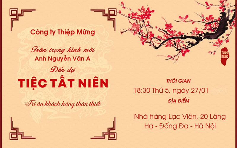 Nội dung cần có trong lời mời tất niên cuối năm