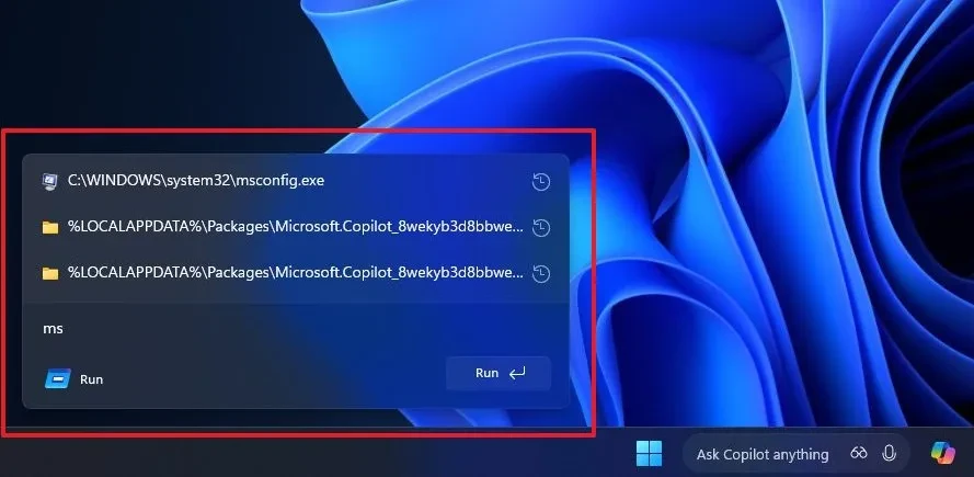 Giao diện hộp thoại Run mới hiện đại trên Windows 11