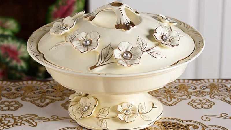 Khay mứt sứ tròn 6 ngăn