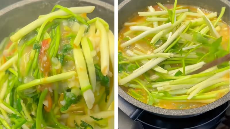 Thưởng thức canh khoai tây rau cần nóng hổi