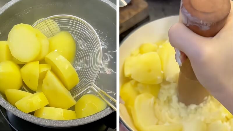 Luộc và làm nhuyễn khoai tây