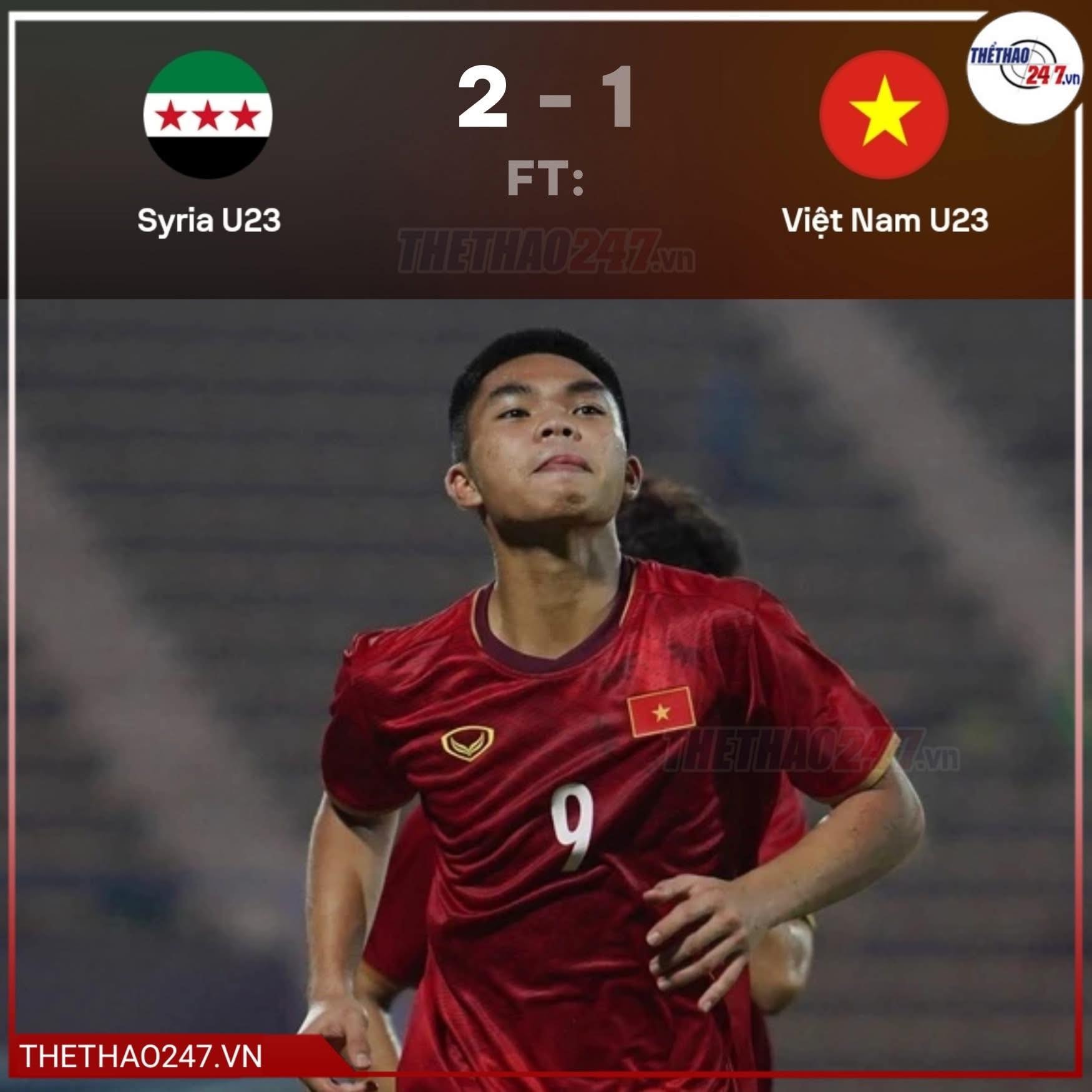 Bảng tỉ số trận U23 Syria vs U23 Việt Nam