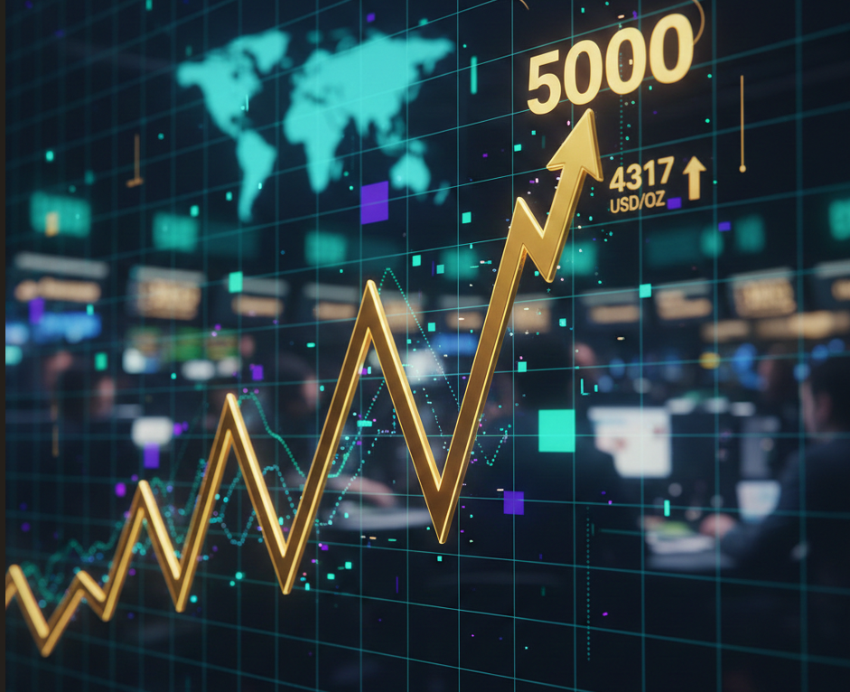 Biểu đồ dự báo thị trường vàng năm 2026 với ngưỡng 5000 USD
