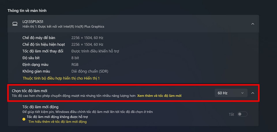 Thay đổi tần số làm mới màn hình để khắc phục lỗi