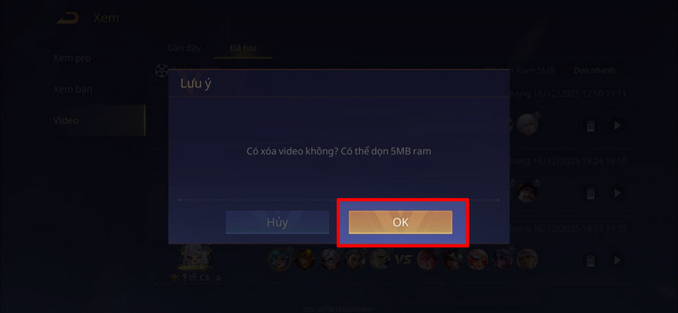 Hoàn tất việc xóa video