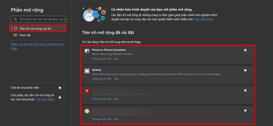 Xóa các tiện ích mở rộng có khả năng gây xung đột