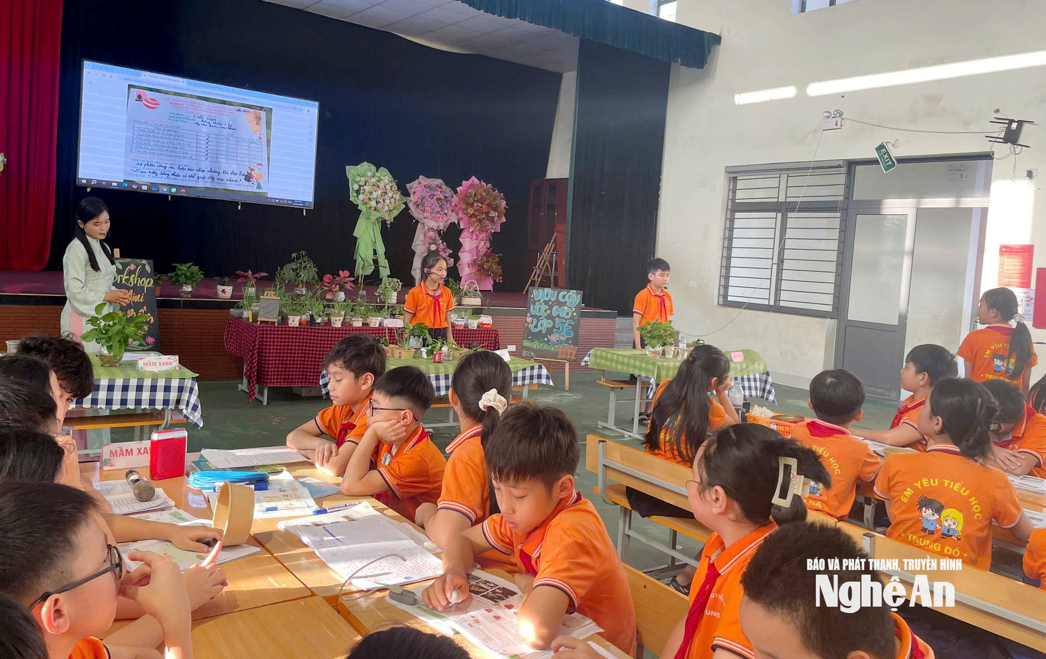 Tiết học của học sinh Trường Tiểu học Trung Đô, phường Trường Vinh. Ảnh: Mỹ Hà