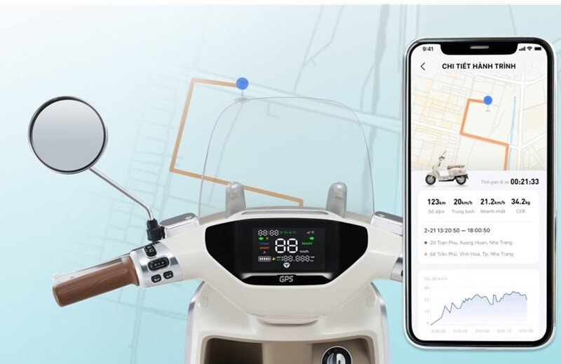 Cận cảnh cụm đồng hồ kỹ thuật số hiện đại trên Yadea Ossy