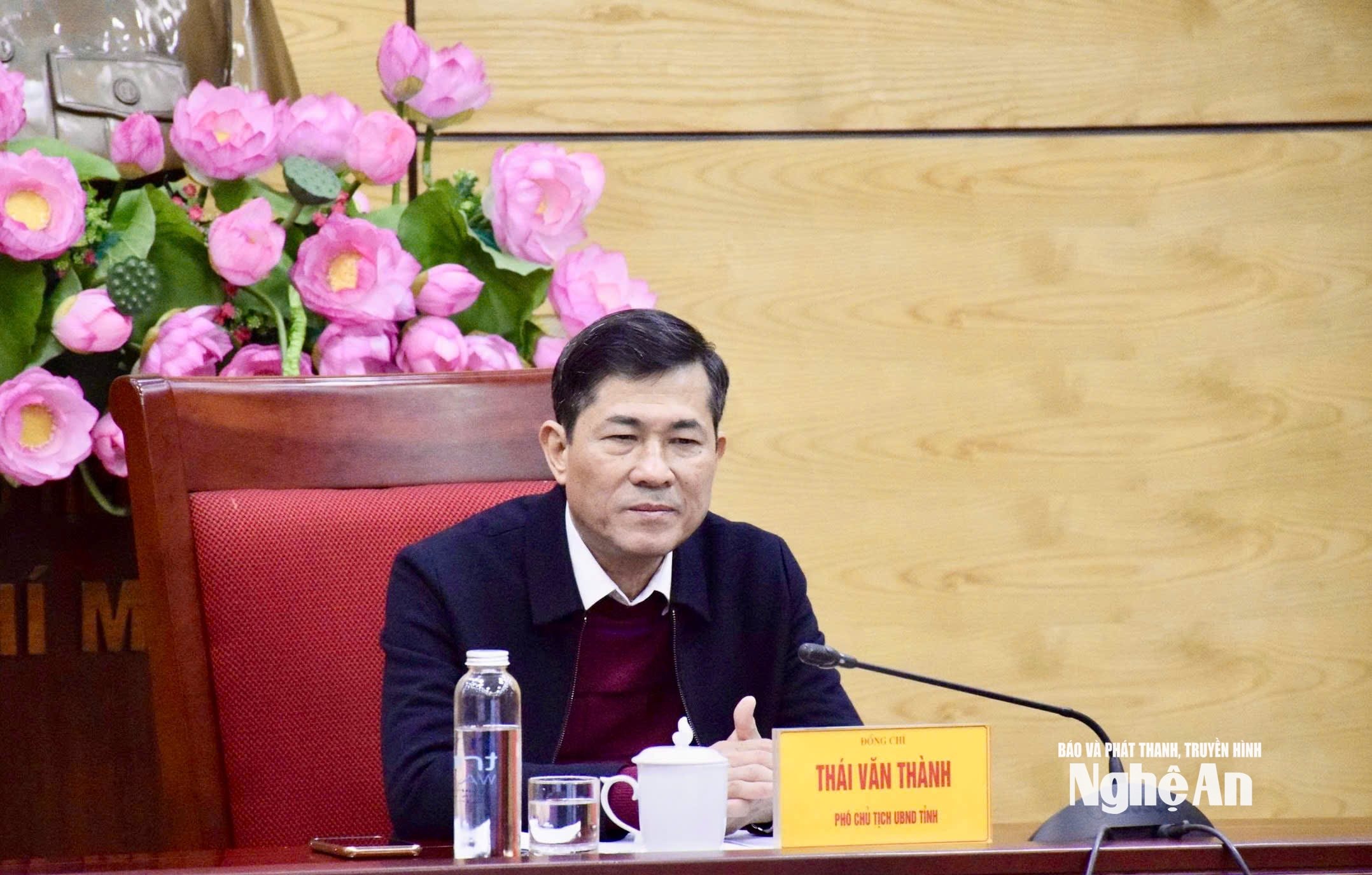 Phó Chủ tịch UBND tỉnh Thái Văn Thành chủ trì tại điểm cầu tỉnh Nghệ An. Ảnh: Phú Hươn