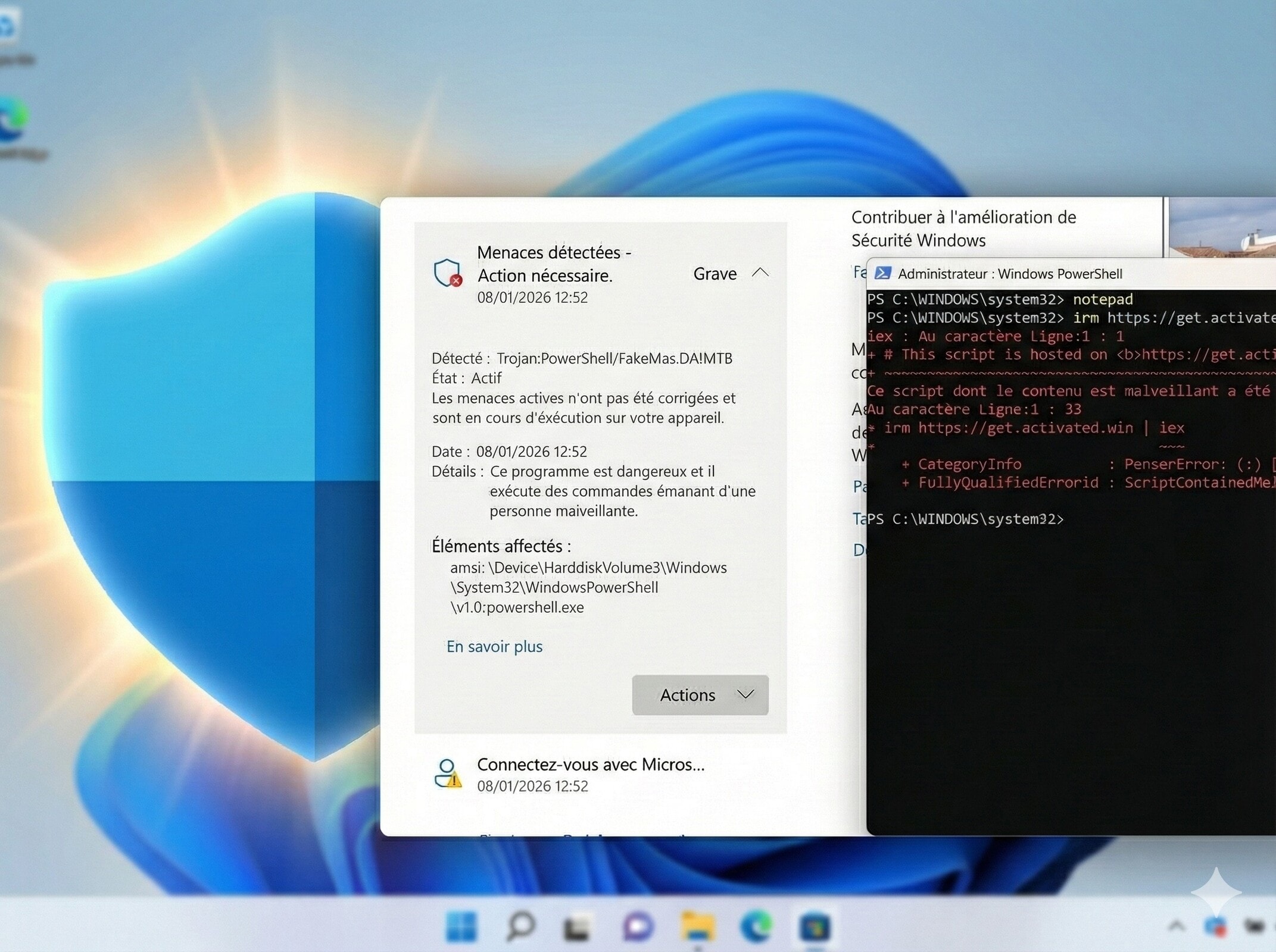 Microsoft defender chặn MAS (bao gồm ảnh chụp màn hình từ Powerm1nt qua X)