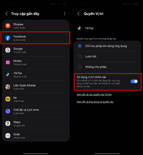 Bật tính năng sử dụng vị trí chính xác cho Google Maps