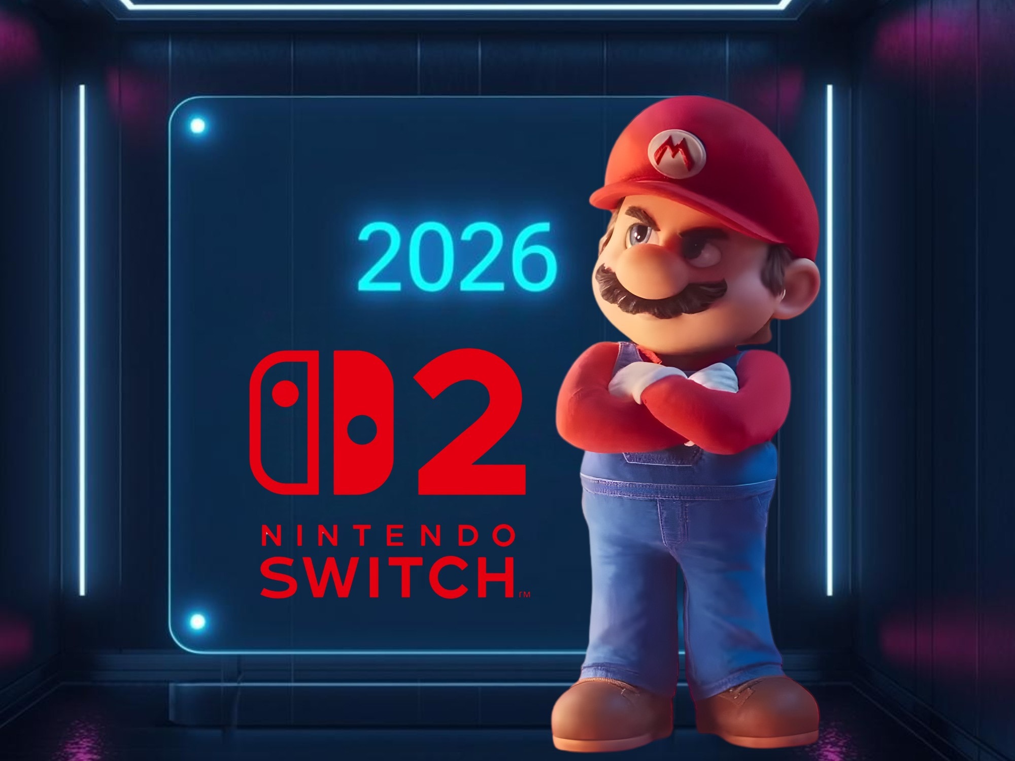 Một hình ảnh Mario 3D đang nhìn vào lịch năm 2026 của Switch 2