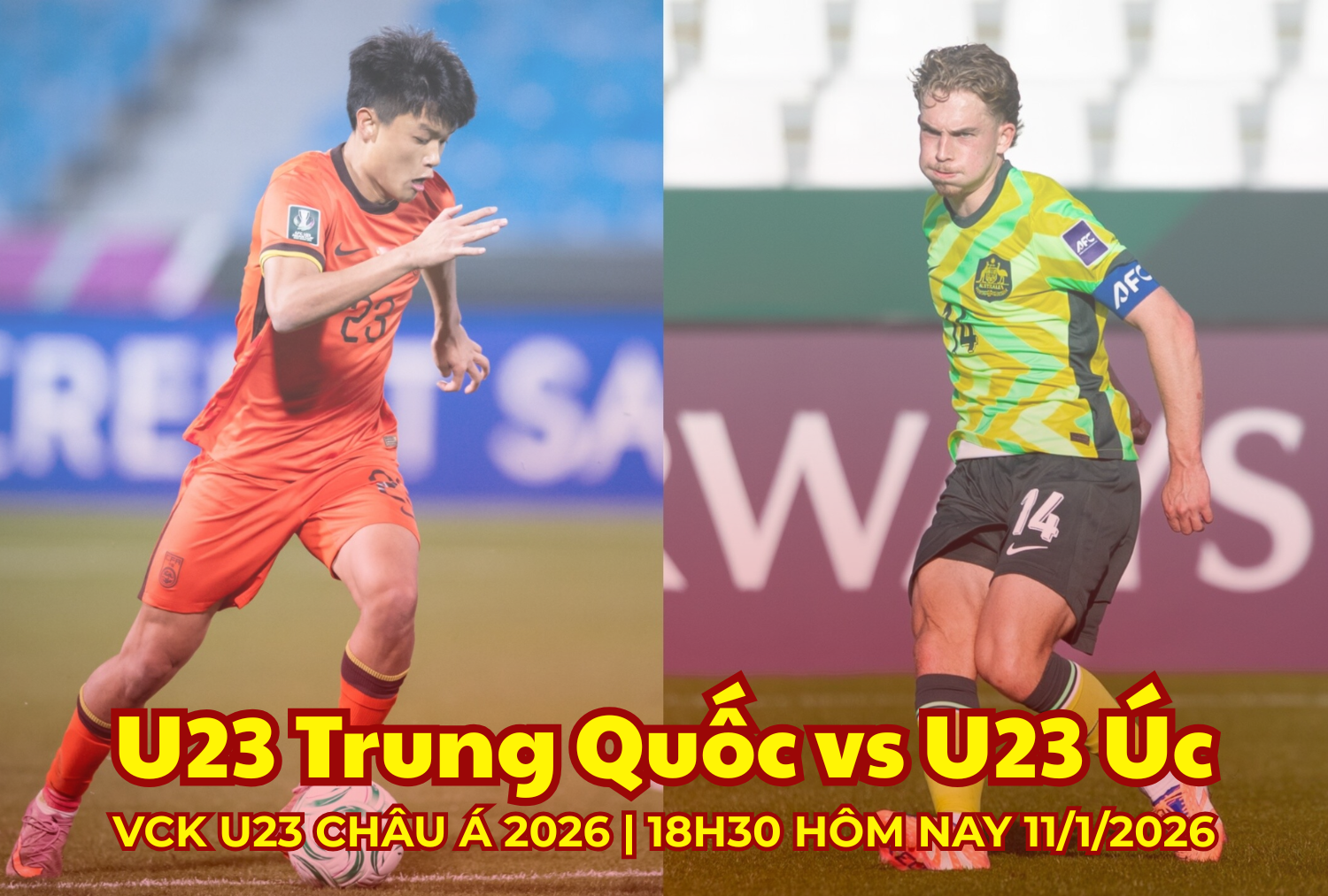 VTV5 trực tiếp bóng đá U23 Trung Quốc vs Úc 11/11/2026