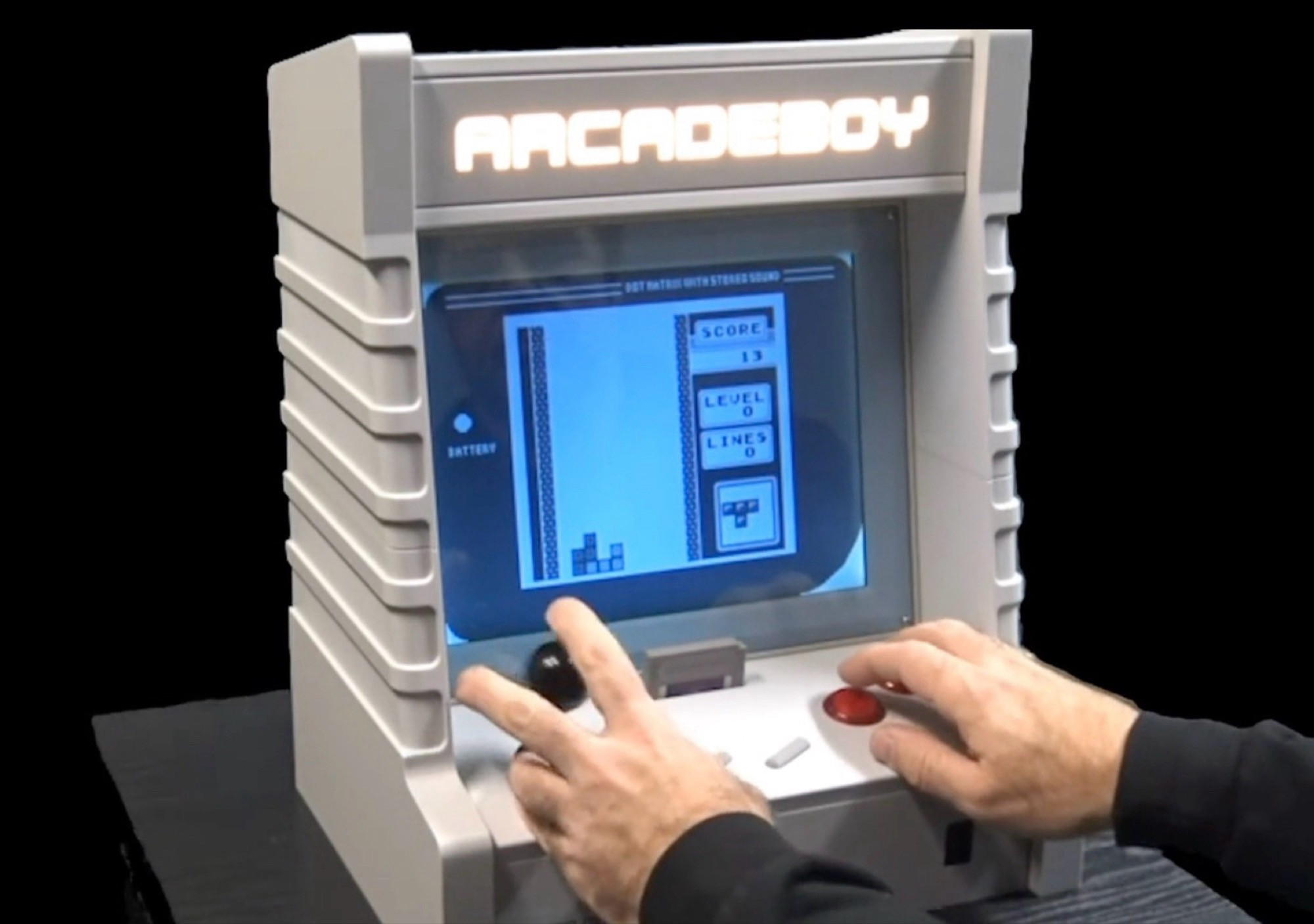 The Arcadeboy turns a Game Boy into an arcade machine with 12-inch screen (Image source: Chris Fletcher)