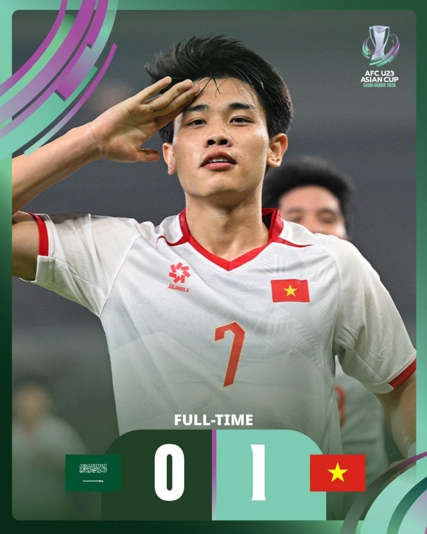 U23 Việt Nam ăn mừng chiến thắng lịch sử trước U23 Saudi Arabia tại vòng bảng U23 châu Á 2026