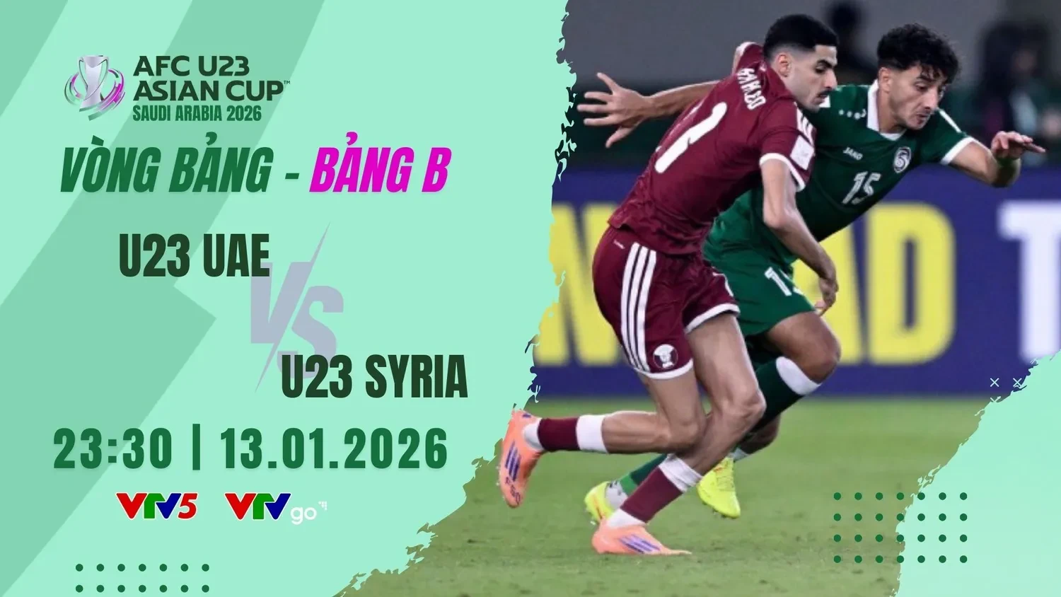 Link VTV5 xem trực tiếp U23 UAE vs U23 Syria tối 13/1