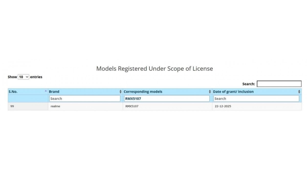 Thiết bị mang mã hiệu RMX5107 xuất hiện trên BIS xác nhận pin 10.000 mAh