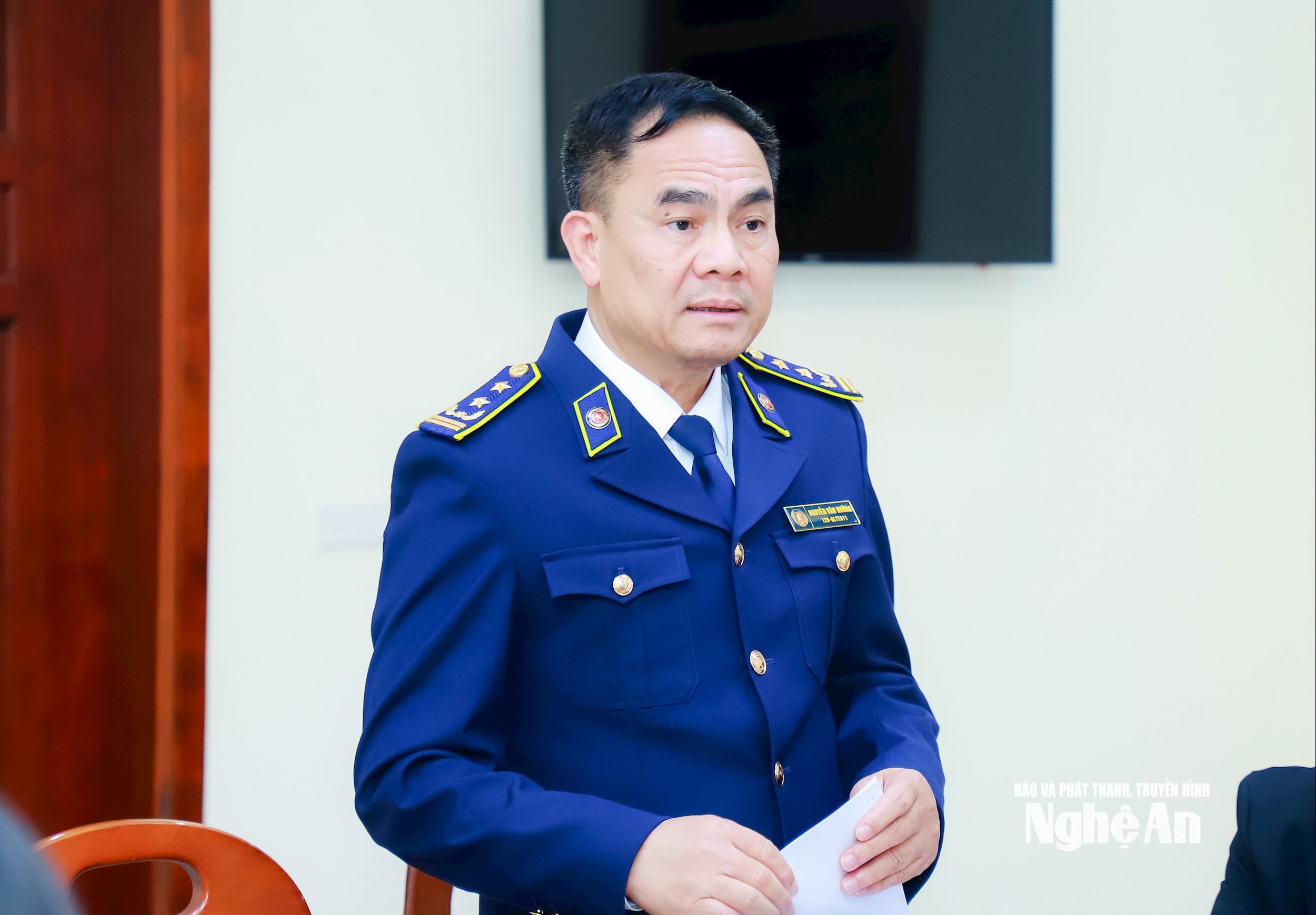 Đồng chí Nguyễn Văn Hường - Chi cục trưởng Chi cục Quản lý thị trường Nghệ An phát biểu tại cuộc làm việc. Ảnh: Thành Duy