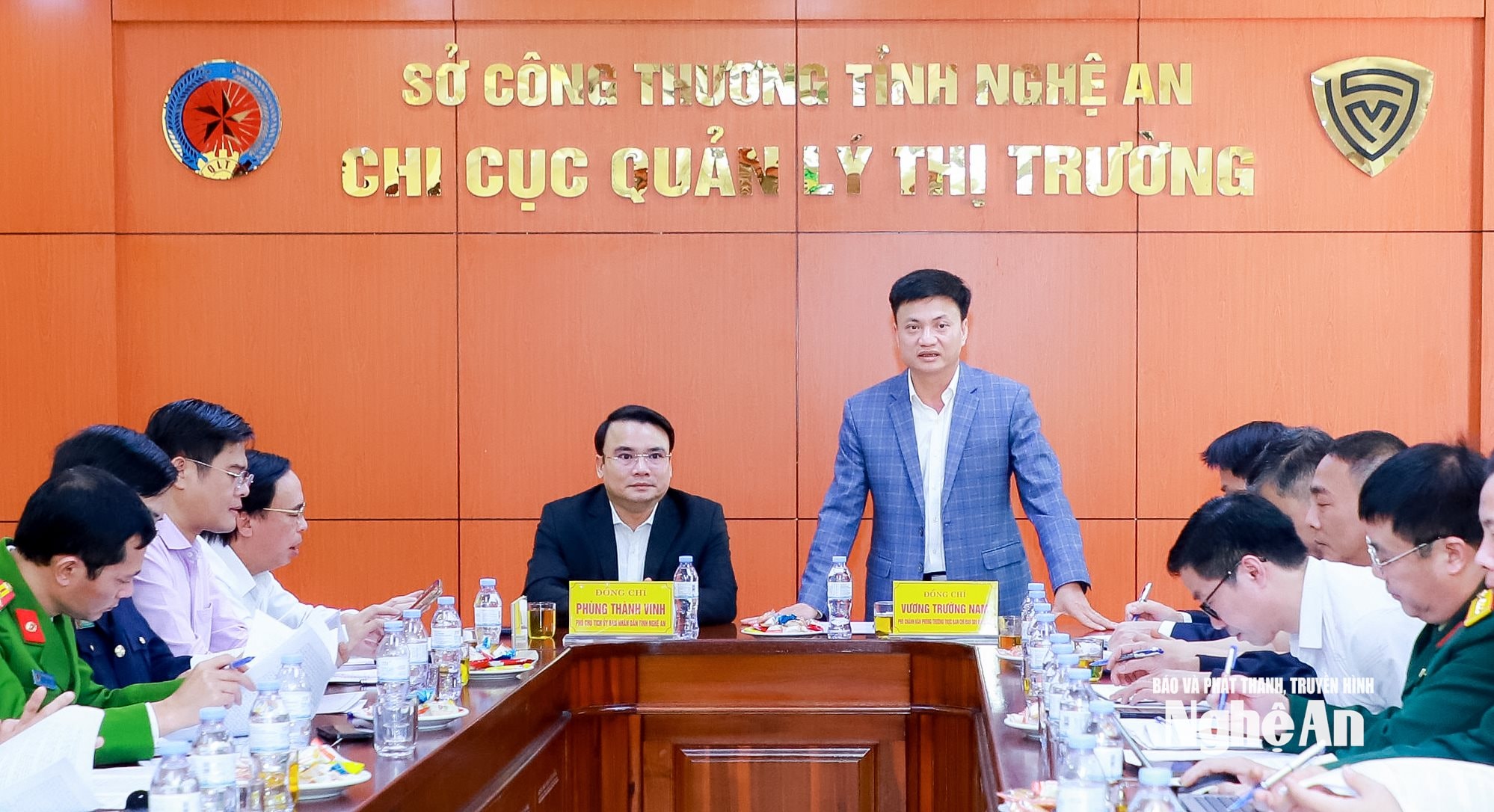 Đồng chí Vương Trường Nam - Phó Chánh Văn phòng Thường trực Ban Chỉ đạo 389 quốc gia phát biểu tại cuộc làm việc. Ảnh: Thành Duy