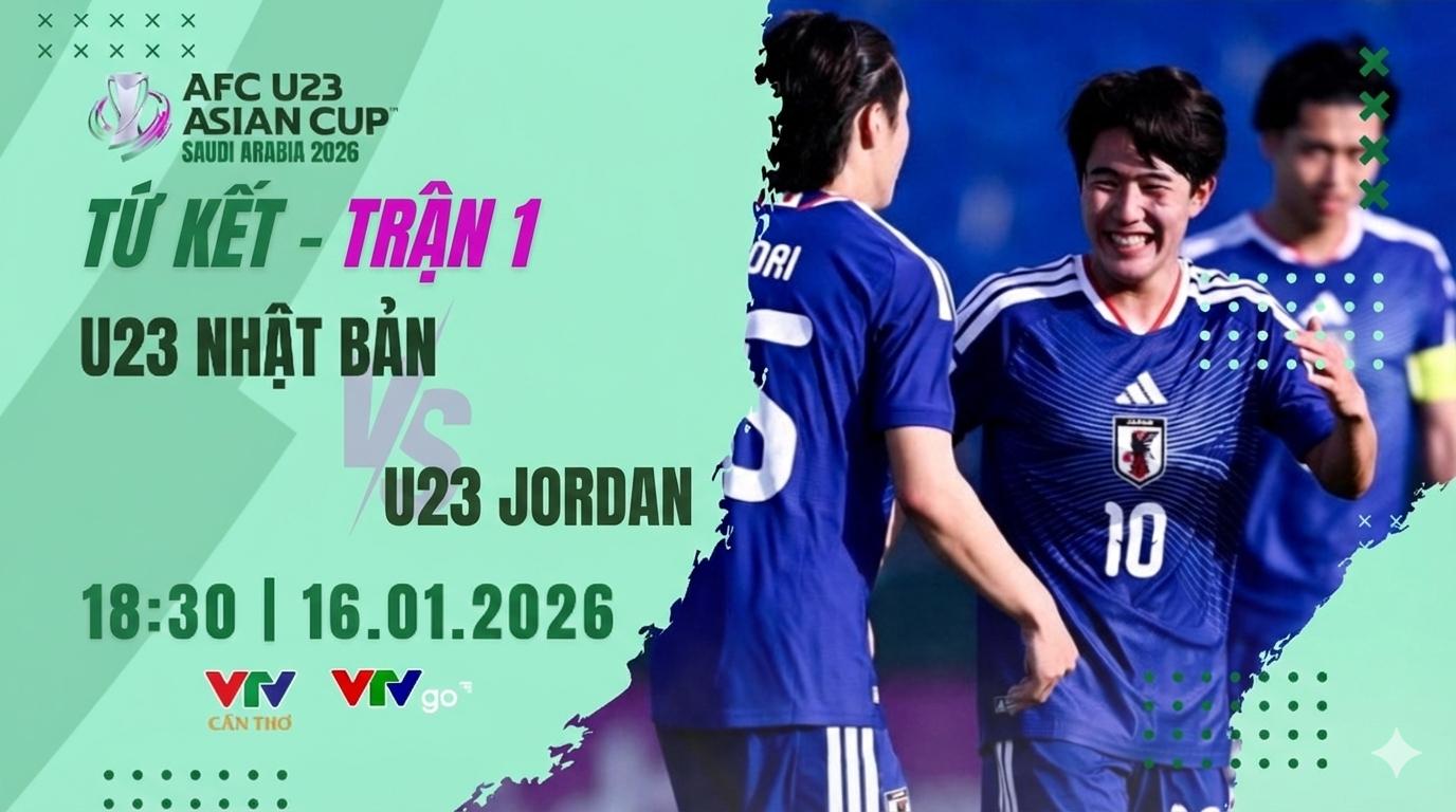 Tường thuật bóng đá U23 Nhật Bản vs Jordan trên VTV5 VTV6 16/1