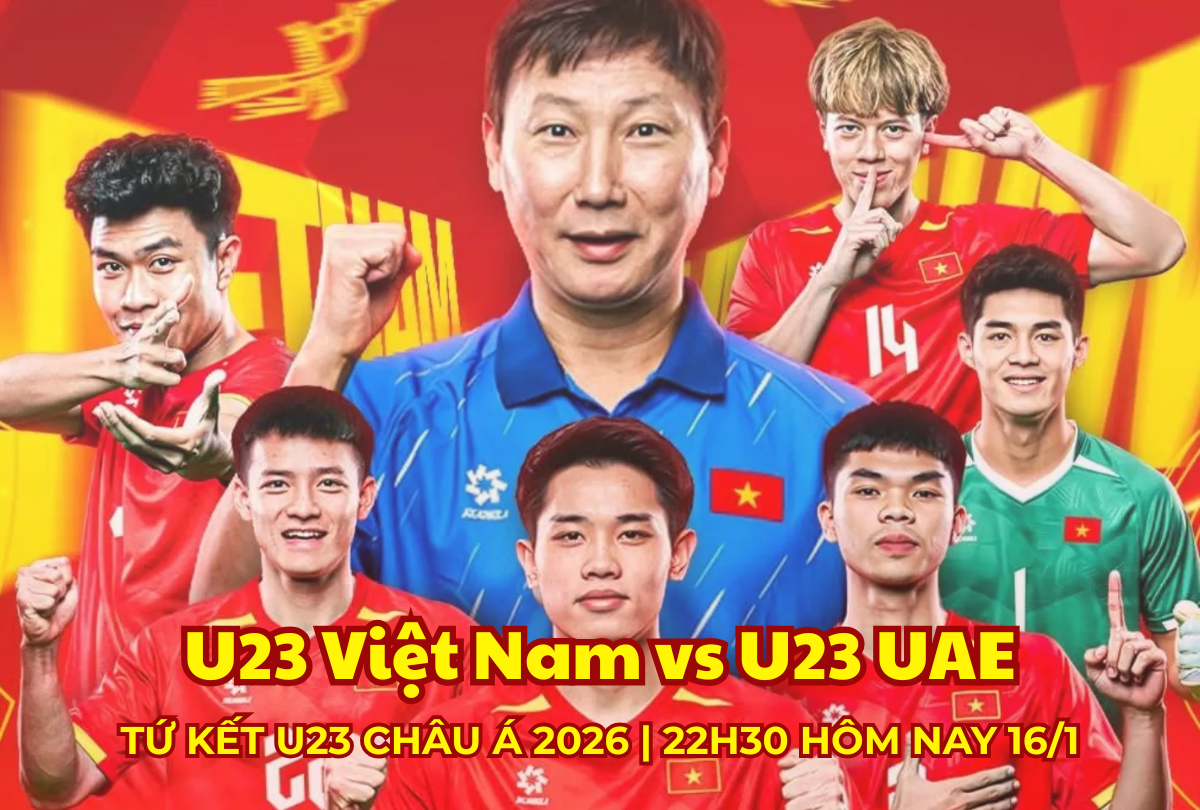 VTV Cần Thơ xem trực tiếp U23 Việt Nam vs U23 UAE 22h30 16/1/2026