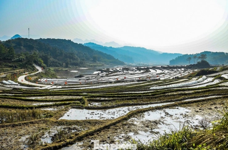 Những thửa ruộng bậc thang phản chiếu bầu trời tại Pù Luông