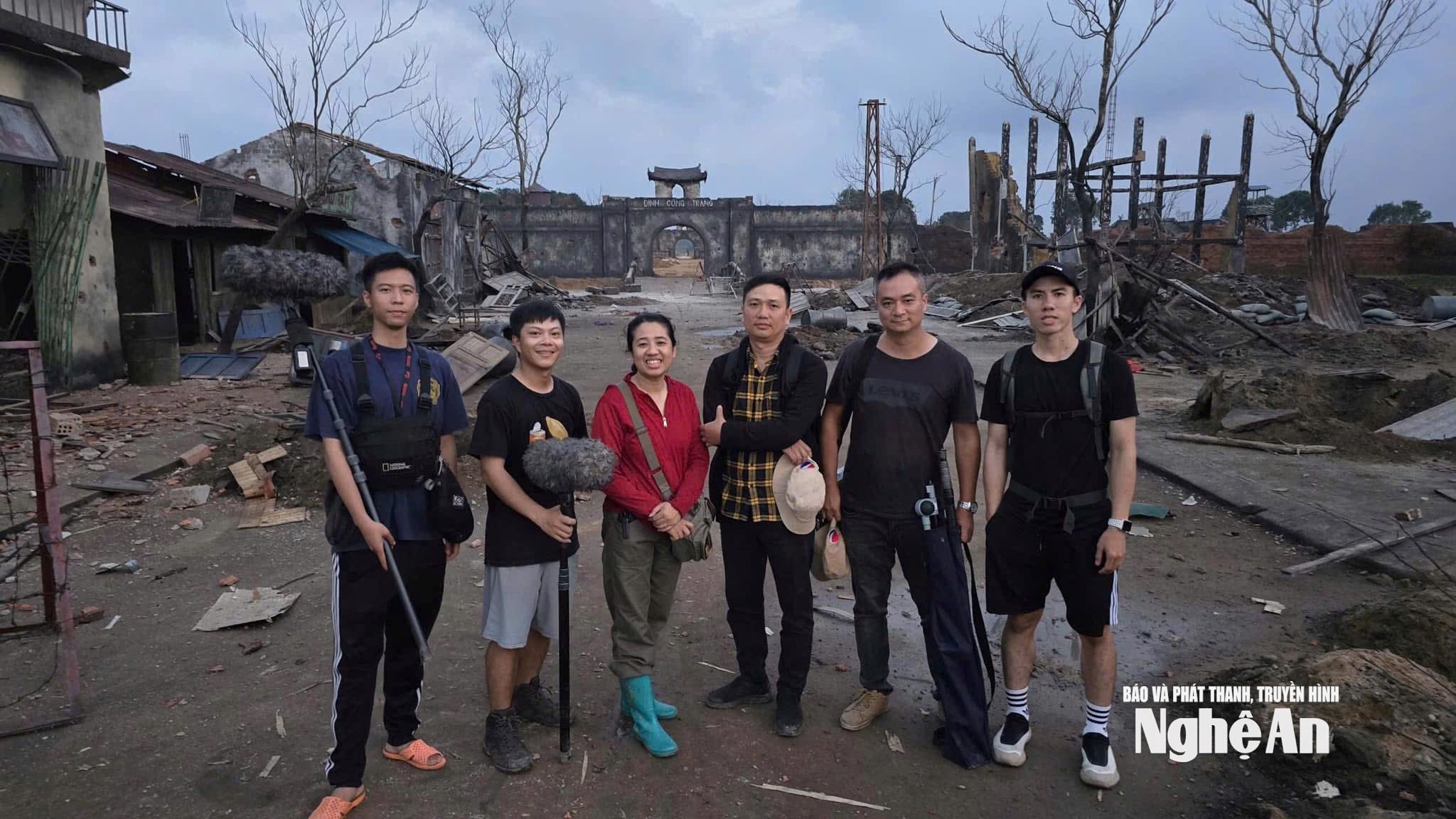 Ms. Thuy and the sound engineers on the set of the film 