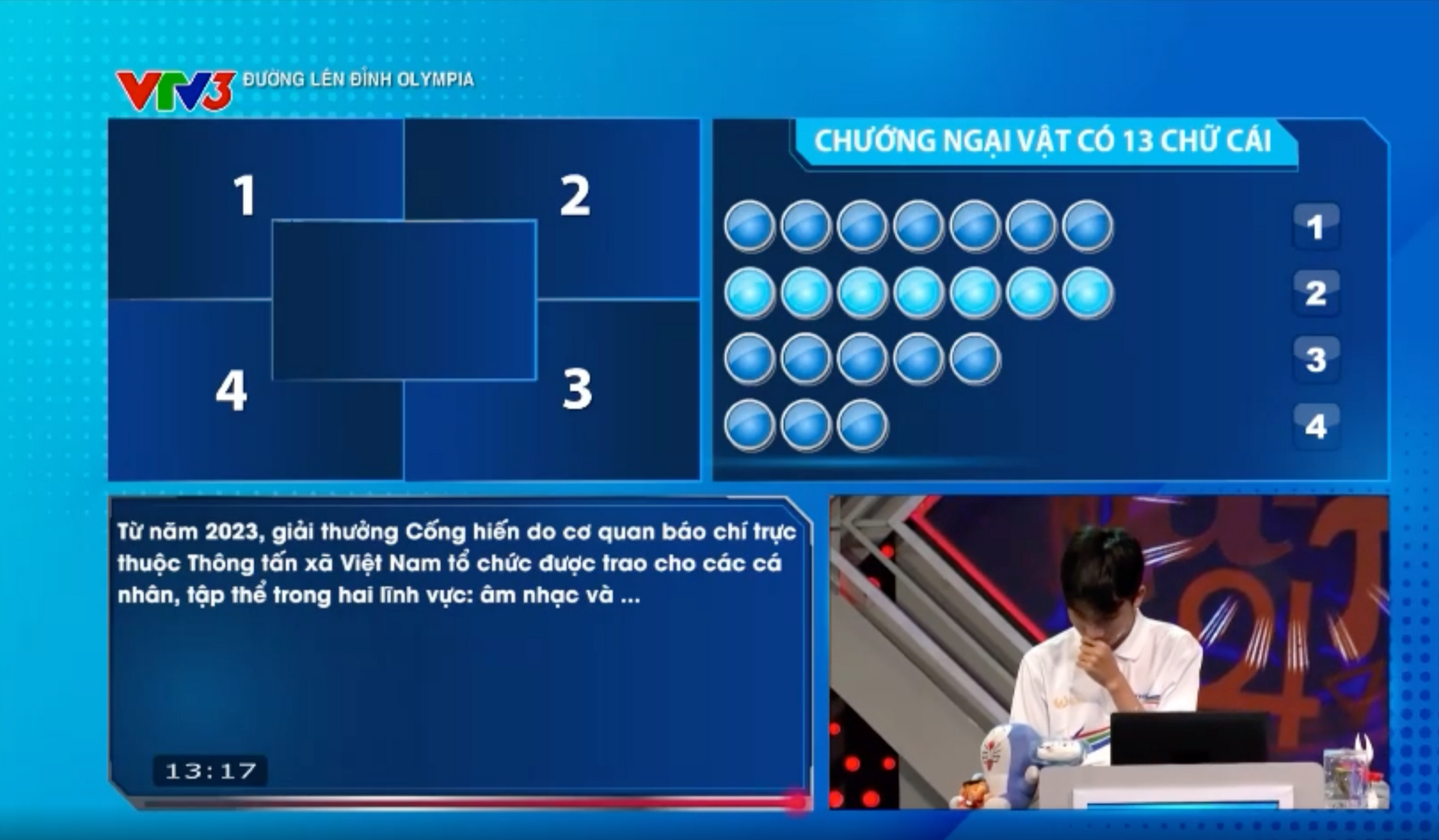 Hải Nhân và Đức Minh dừng bước tại phần thi Vượt chướng ngại vật sau khi đưa ra đáp án không chính xác.