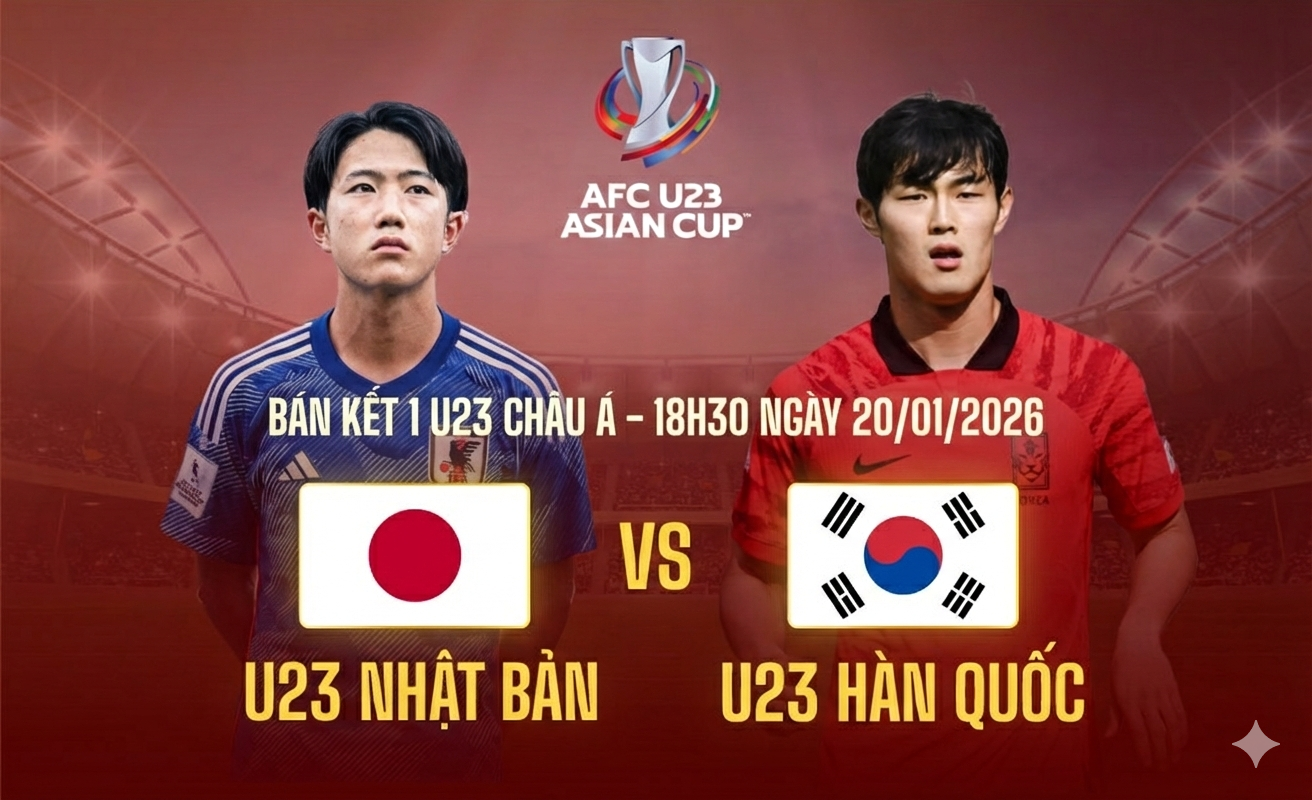 VTV5 TV360 trực tiếp bóng đá Nhật Bản vs Hàn Quốc 18h30 hôm nay, bán kết VCK U23 châu Á 2026