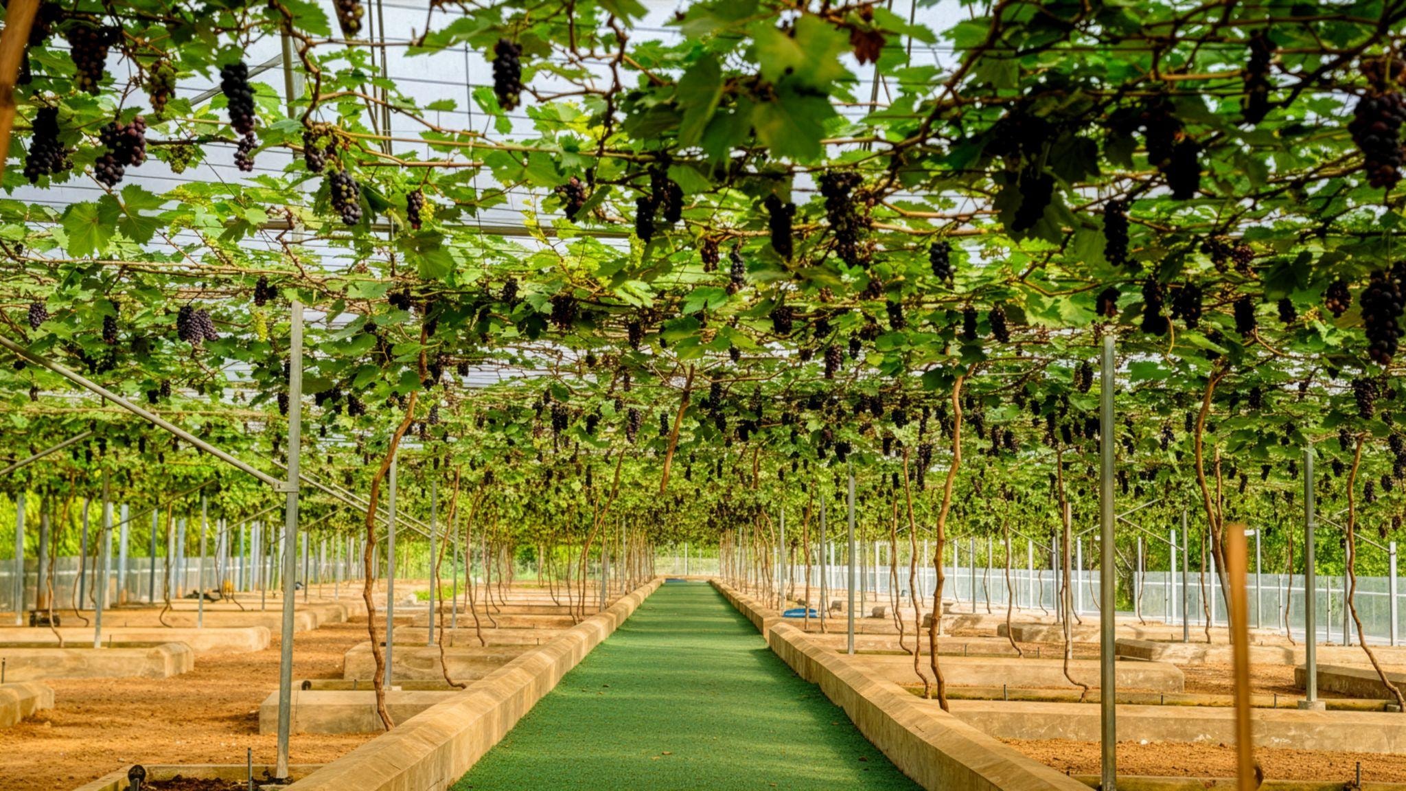 Vườn nho trĩu quả đang đến mùa thu hoạch